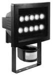 Прожектор светодиодный с датчиком движения на 180°. 10xHP-LED, 10x1,6W, IP44, Алюминий, стекло.